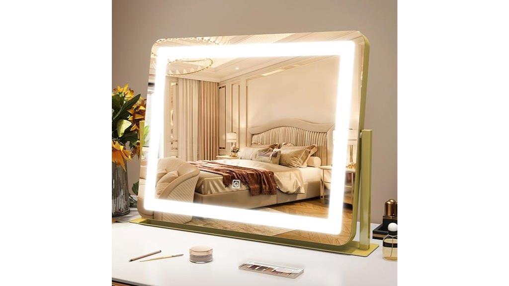 gold lighted makeup mirror