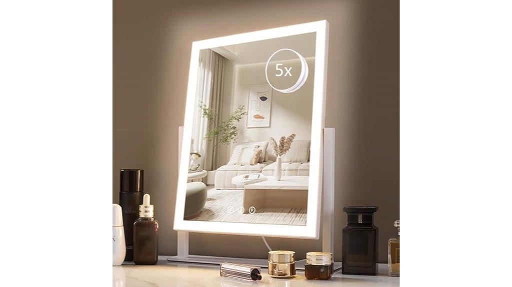 illuminated 5x magnifying mirror