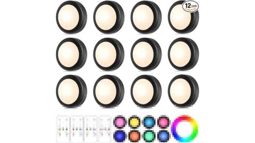 twelve remote led pucks