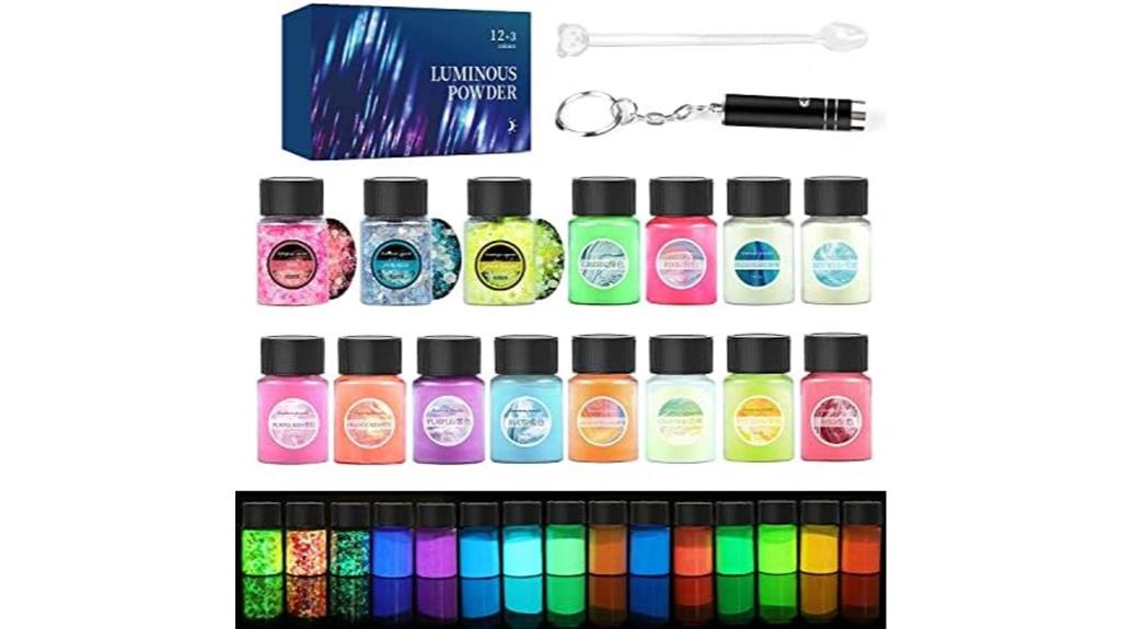 15 color glow pigment set