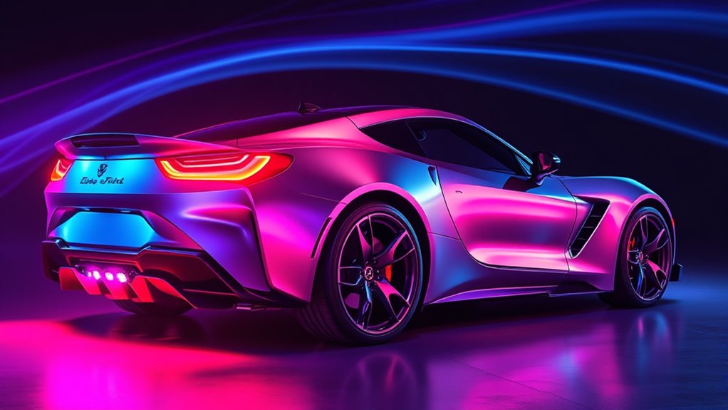 colorful car photography lights