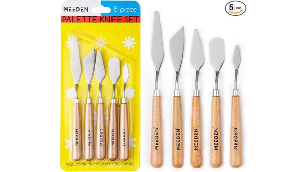 five piece palette knife set