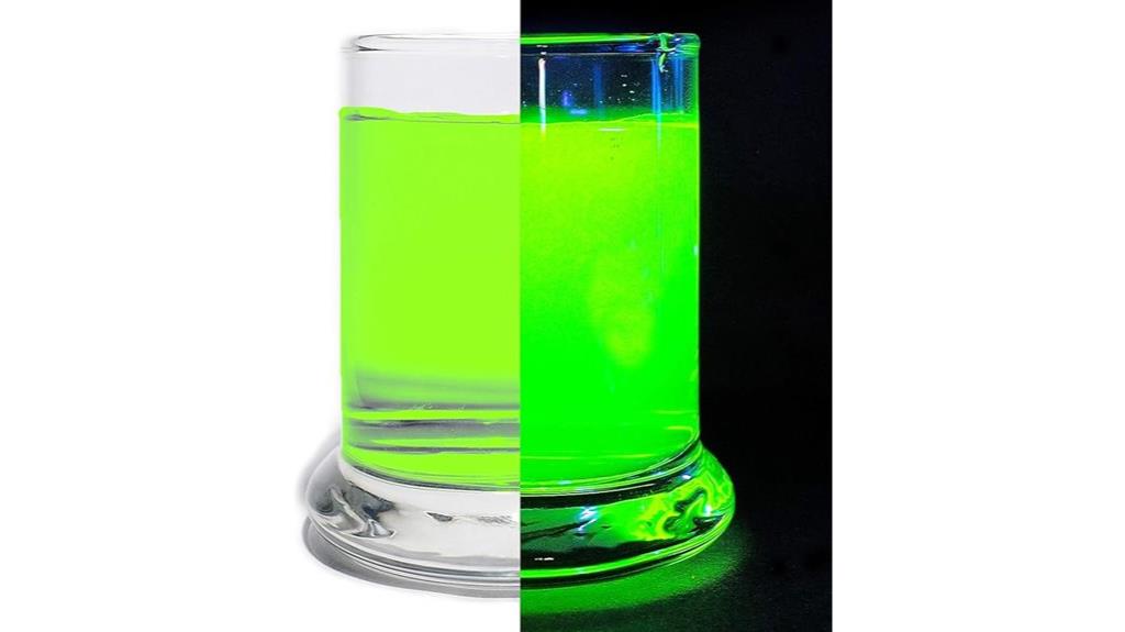 glowing green water dye