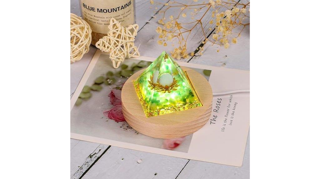 led lit orgone pyramid base