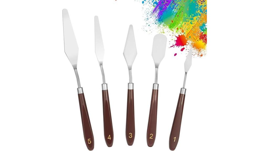 palette knife set with stainless steel
