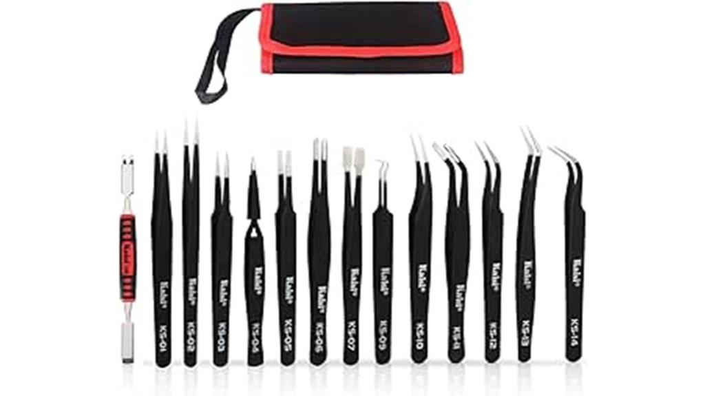 set of 13 precision tweezers