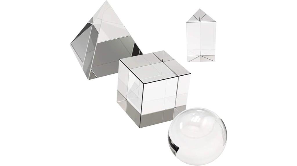 set of four crystal prisms