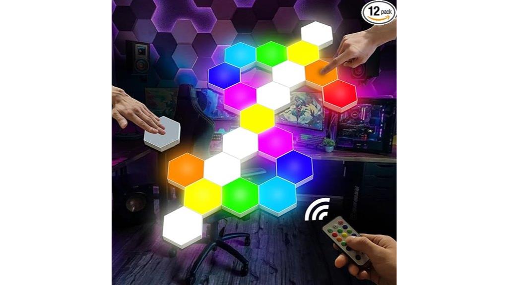 set of twelve hexagon lights
