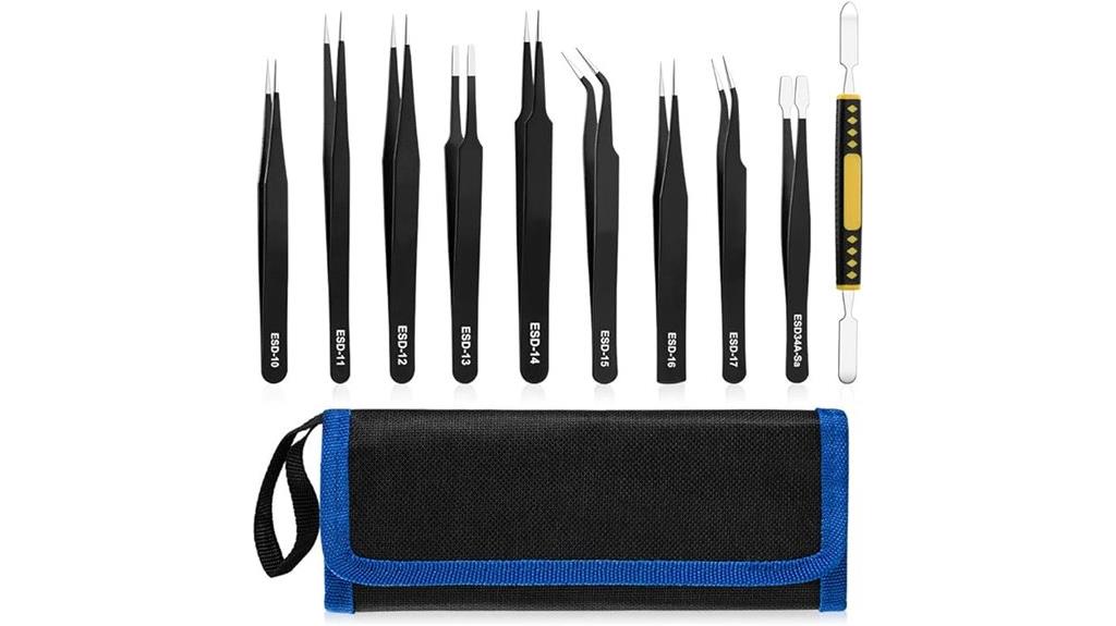 ten tweezers storage set