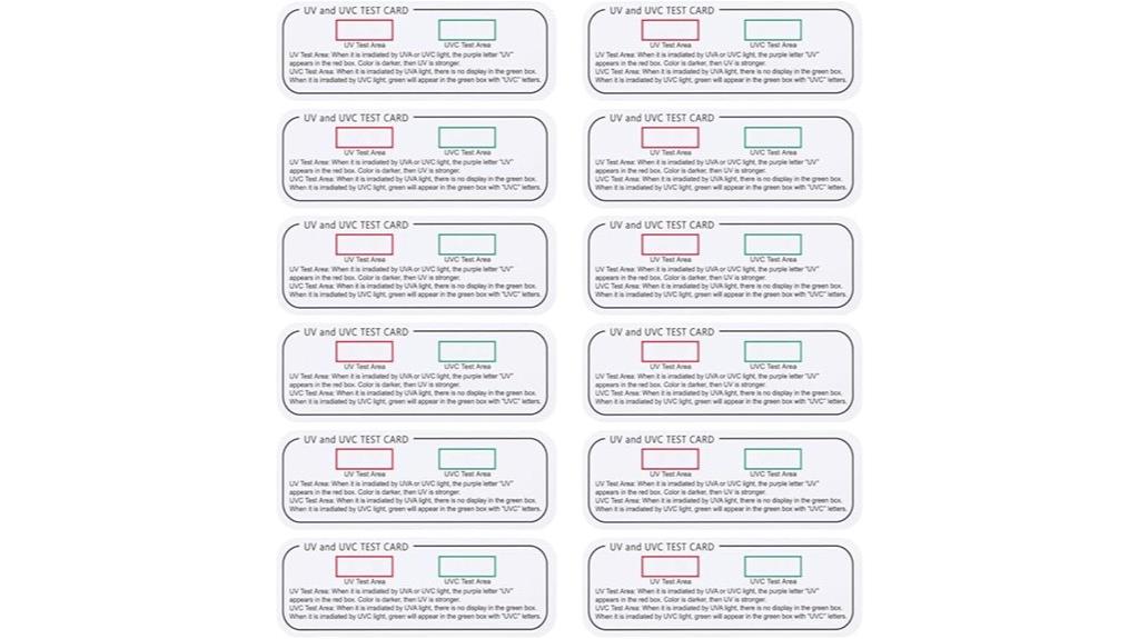 uv light testing card
