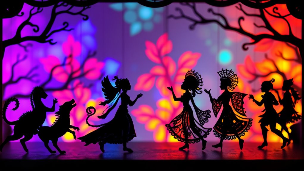 colorful shadow puppet show