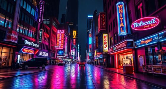neon signs and nightscapes
