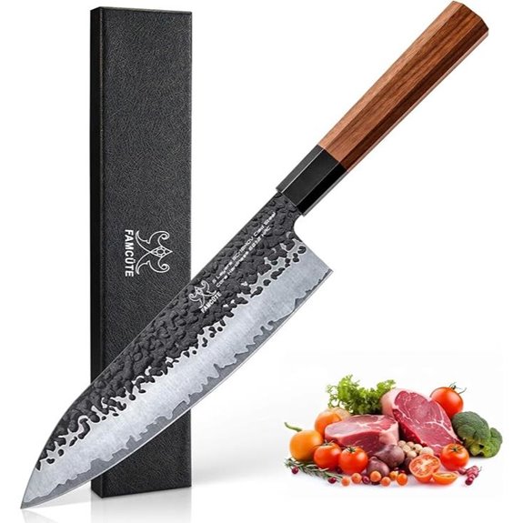 8-Inch Hand Forged Japanese Chef Knife with Rosewood Handle