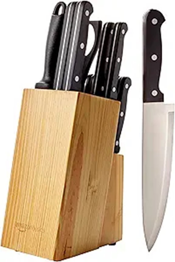 Amazon Basics 14-Piece Stainless Steel Kitchen Knife Set