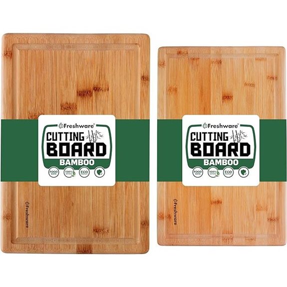 Freshware Bamboo Cutting Boards with Juice Groove (Set of 2)