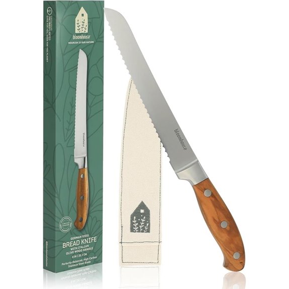 Bloomhouse 8-Inch Bread Knife with Olive Wood Handle