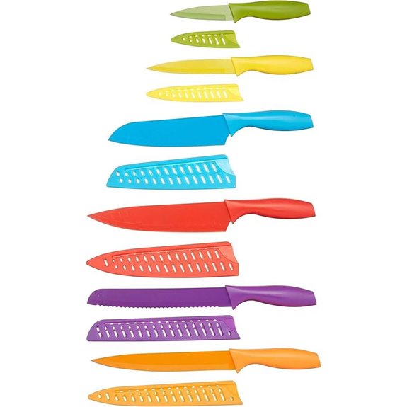Amazon Basics 12-Piece Color-Coded Knife Set