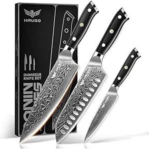 Haugo Damascus Chef Knife Set (3 pcs)