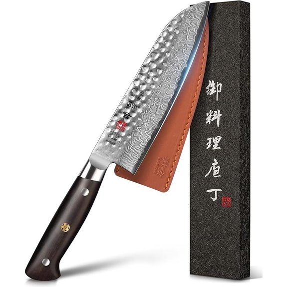 7-Inch Damascus Santoku Chef Knife with Ebony Handle