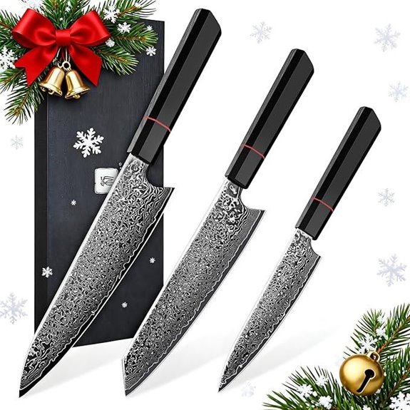 TIVOLI 3-Piece Damascus Kitchen Knife Set