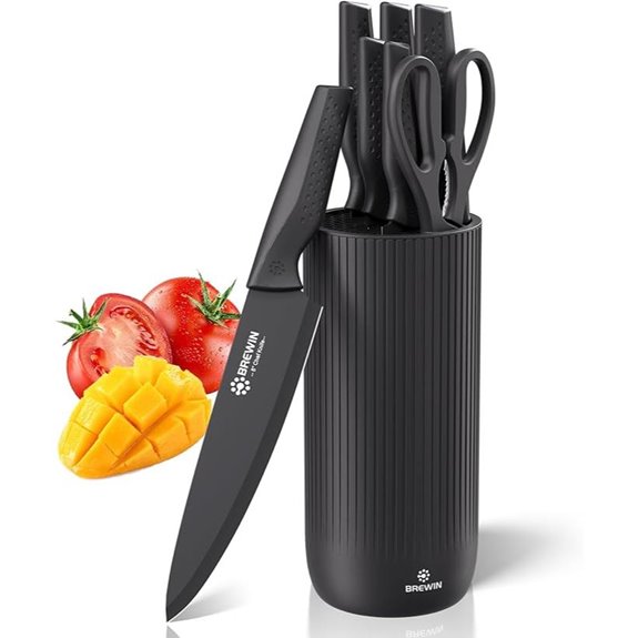 Brewin Kitchen Knife Set with Block and Dishwasher Safe