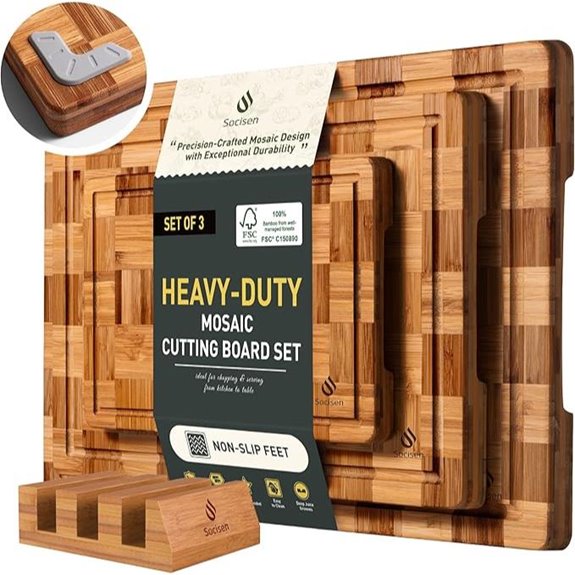 Heavy Duty Bamboo Cutting Board Set (3 Pack)