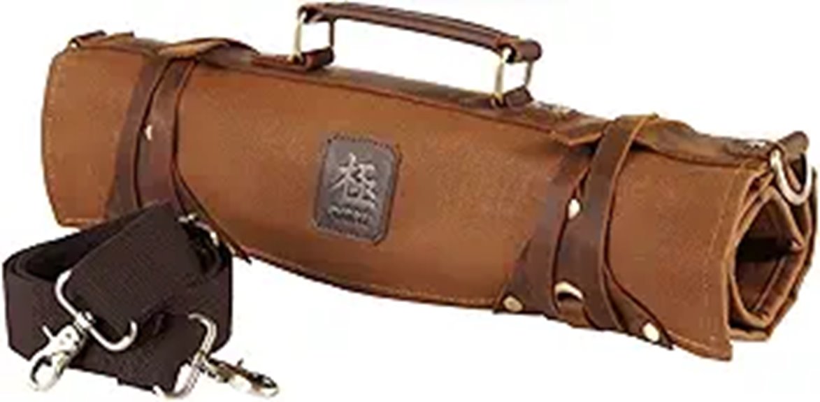 Kyoku Leather & Canvas Chef Knife Roll Bag
