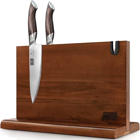 HOSHANHO Magnetic Knife Block with Sharpener
