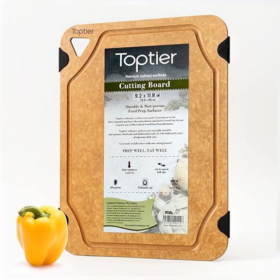 Toptier Eco-Friendly Wood Cutting Board with Juice Grooves