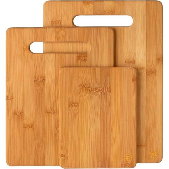 Bamboo Cutting Boards Set (3) for Food Prep