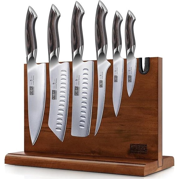 HOSHANHO 7-Piece Kitchen Knife Set with Pakkawood Handles
