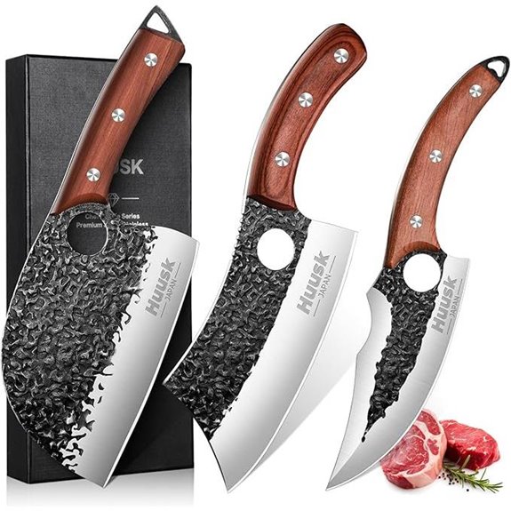 Huusk 3PCS Chef Meat Knives Set for Cooking