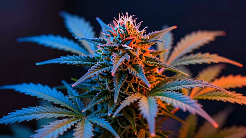 blue for leaves red buds