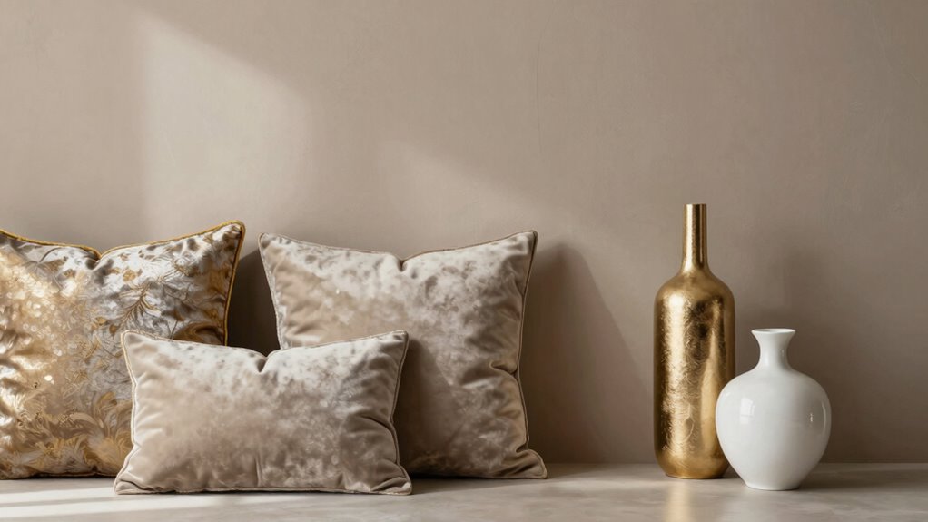 neutral tones with metallic accents