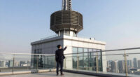 This 1000-ton tuned mass damper at the top of Shanghai Tower (632m) stabilizes the skyscraper during earthquake and typhoon by counteracting the building’s sway.