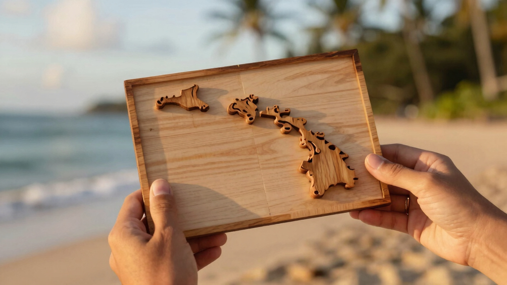 Handmade Hawaiian Islands Map