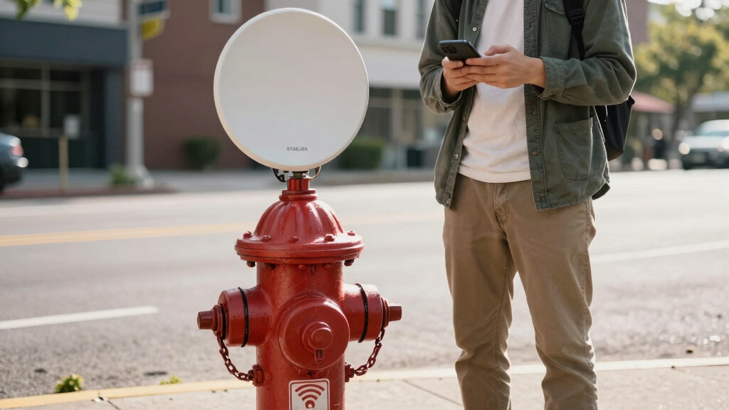 Fire hydrant signs with Starlink antennas tested for emergency Wi-Fi in disaster-prone Japan— existing widespread grid of street-level furniture can be used for communications network fallback