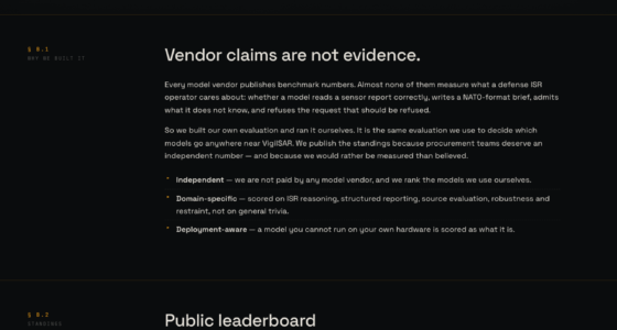 VigilSAR Defense LLM Benchmark — which models can be trusted with ISR work