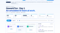 Simulated replay of the AI Company Emulator at day 1: the emulated AI team starts GewerkTon with no pilots, no revenue and a simulated budget
