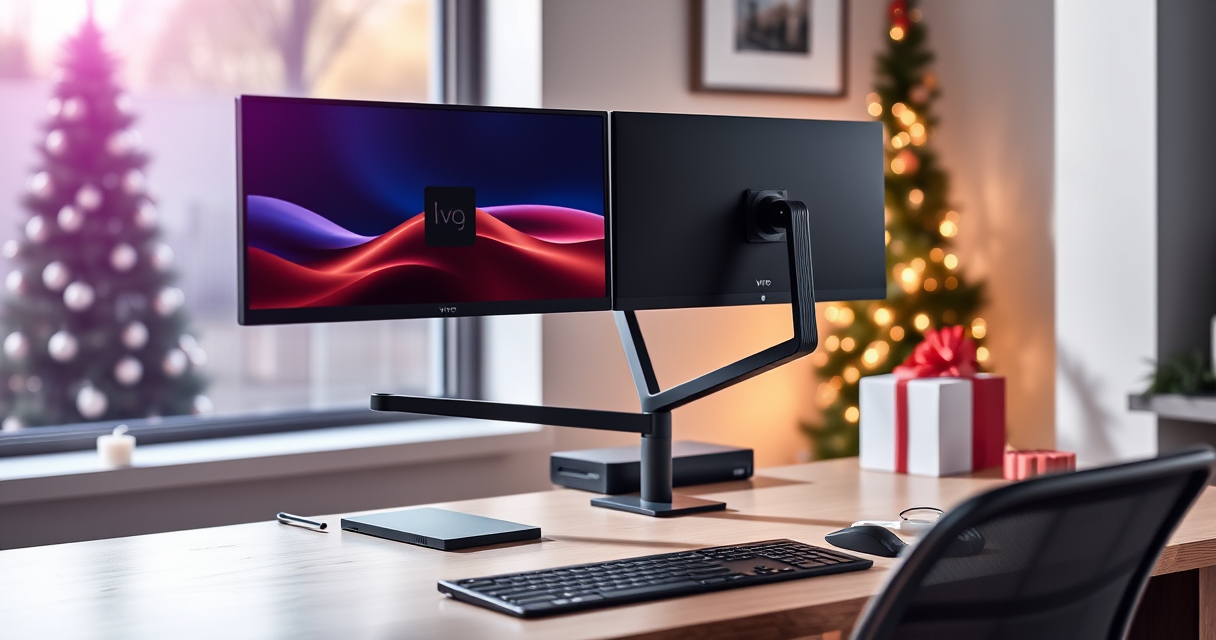 VIVO Dual Monitor Desk Mount: A Holiday Desk Upgrade